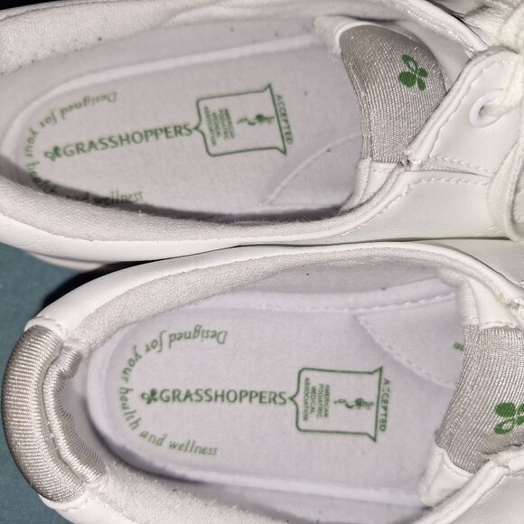 Grasshoppers White Leather Stretch Plus Lace Up Sneaker - Size 9M - Picture 5 of 7